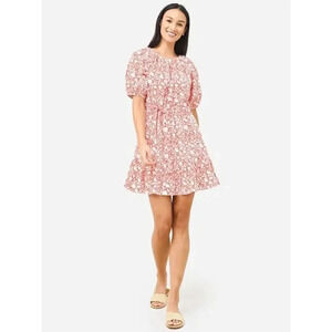 Oliphant Crew Neck Short Puff Sleeve Mini Dress Size Small 0559H